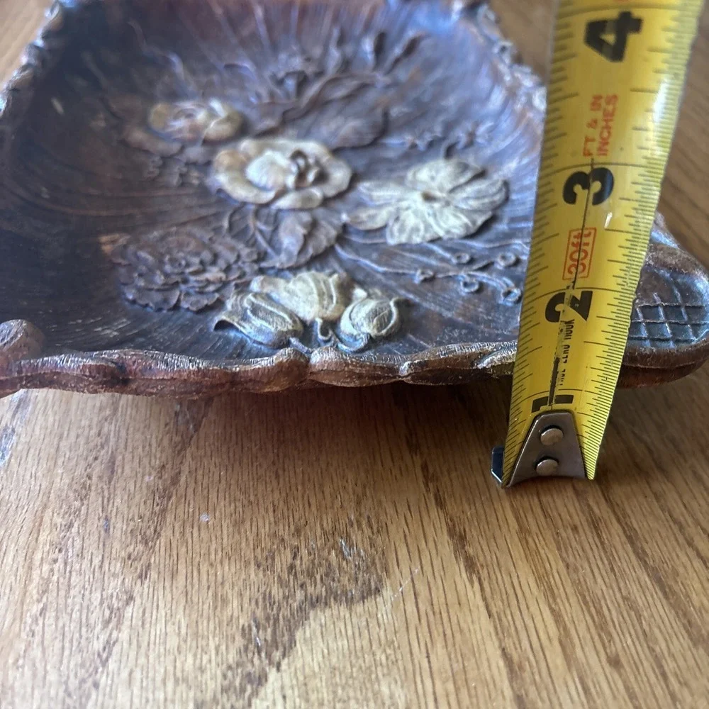 Vintage 40's 1944 Multi Products Syroco Molded Wood Composite Floral Rose‎ Tray